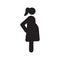 Pregnant woman in side view silhouette