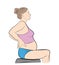 Pregnant woman sitting. holding his back. backache. vector illustration.