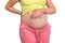 Pregnant woman with stomach ache - heartburn concept