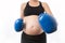 Pregnant woman strikes in boxing gloves