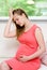 Pregnant woman with strong pain of stomach