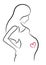 Pregnant woman stylized line drawing, mother care. Vector.