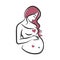 Pregnant woman stylized silhouette, mother care icon. Vector