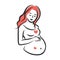 Pregnant woman stylized silhouette, mother care icon. Vector