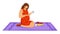 Pregnant woman taking medication flat vector illustration