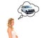 Pregnant woman tinking of car
