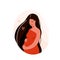 Pregnant woman vector illustration. Pregnancy, childbirth design concept with beautiful girl hugging her big belly