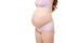 Pregnant woman wearing purple underwear