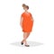 Pregnant woman wearing red or orange dress. Flat trendy design style. Maternity icon. Social network image.