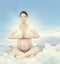 Pregnant Woman Yoga Meditation. Pregnancy Health Relax Exercising