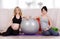 Pregnant women with large gymnastic balls