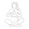 Pregnant women in lotus position with folded hands Vector line drawing.Pregnan girl meditates and practices yoga