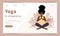 Pregnant Yoga. Young beautiful african pregnant woman sitting in lotus. Landing page template. Vector illustration.