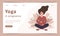 Pregnant Yoga. Young beautiful pregnant woman sitting in lotus. Landing page template. Vector illustration.