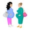 Pregnant young women. Girlfriends pregnant. Prenatal period in women