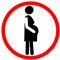 Pregnants allowed red circle road sign isolated on white