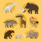 Prehistoric animals cartoon icons