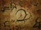 Prehistoric art with the image of textures and animals, Mesolithic, cave paintings