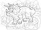 Prehistoric dinosaur triceratops, coloring book, funny illustration