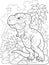 Prehistoric dinosaur tyrannosaurus, coloring book, funny illustration