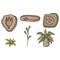 Prehistoric Fossil and Ancient Plant Vector Illustrations