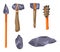 Prehistoric handmade stone tools and spears set