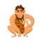 Prehistoric man with beard dressed in animal skin vector illustration