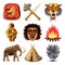 Prehistoric people icons vector set