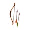 Prehistoric primitive bow and arrow with stone tipped a vector illustration