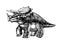 Prehistoric reptile of the Jurassic period, herbivorous dinosaur Triceratops with horns