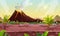 Prehistoric steaming volcano pc game cartoon scene