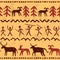 Prehostoric cave paintings art vector seamless pattern, primitive background inspired by stone drawings with  people and animals