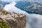 Preikestolen,Pulpit Rock at Lysefjorden Norway. A well known t