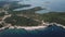 Premantura Peninsula, Croatia. Aerial View of Cape and Sailing Boats in Lagoon