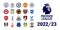 Premier League 2022-2023 of England. Leicester City, Liverpool, Chelsea, Manchester United, Manchester City, Arsenal, Tottenham