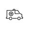 Premium ambulance icon or logo in line style.