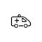 Premium ambulance icon or logo in line style.