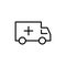 Premium ambulance icon or logo in line style.