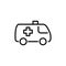 Premium ambulance icon or logo in line style.