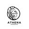 Premium Athena the goddess black vector icon line logo illustration design