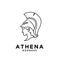 Premium Athena the goddess black vector icon line logo illustration design