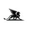 Premium black minimal Griffin Mythical Creature Emblem mascot Vector Design