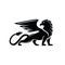 Premium black minimal Griffin Mythical Creature Emblem mascot Vector Design