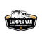 Premium Campervan Emblem Logo. Ready Made Motorhome RV Caravan Template Logo