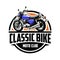 Premium Classic Motor Bike Emblem Logo Vector isolated