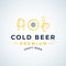 Premium Cold Beer. Abstract Vector Beer Sign, Emblem or Logo Template. Growler Bottle, Cap and Beer Tap Icons with