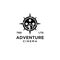 Premium compass adventure film vector black logo vector design