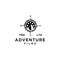 Premium compass adventure film vector black logo vector design