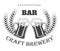 Premium craft brewery pub logo with beer jugs and barley