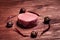 Premium cuts of raw steak. Fresh and raw meat. Raw meat mixture. Raw beef steaks on wooden table